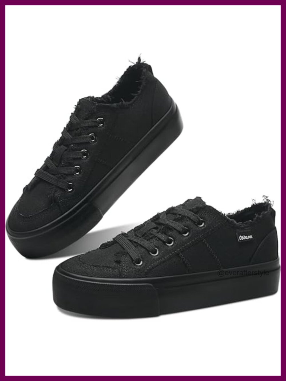 Platform Canvas Sneakers Lace Up Low Top Casual Walking Shoes